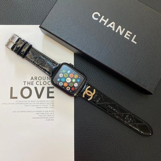 Blankt læder Apple Watch Luxury Metal Logo