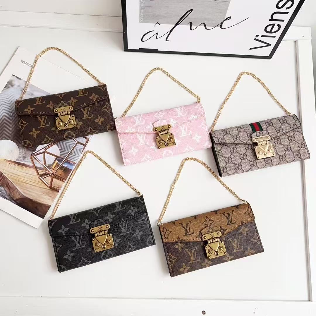 Letter Holster Scarf Chain Wallet Case For iPhone&Samsung S23U/S24U/S25U