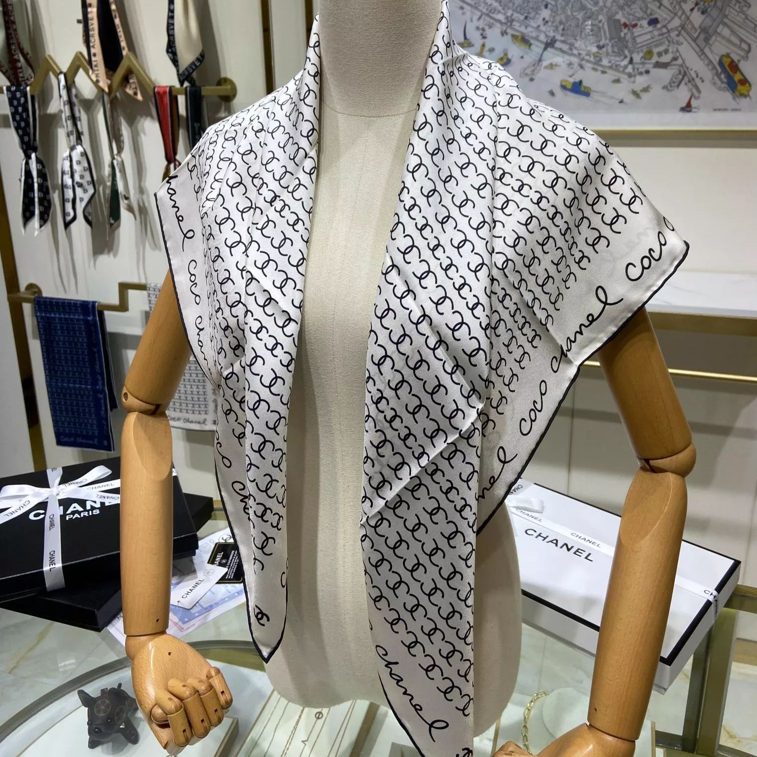 Hand-Painted Logo Square Silk Scarf mysite