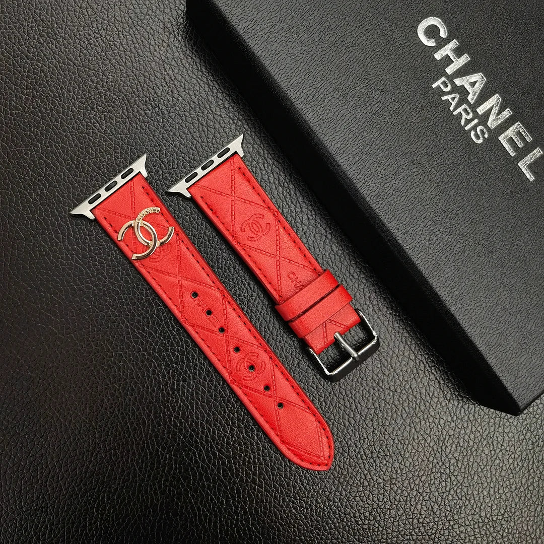 Luksus guldmonogram 3D præget læder Apple Watch Strap