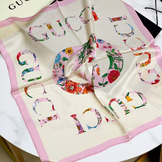 Floral Layered Logo Square Scarf mysite