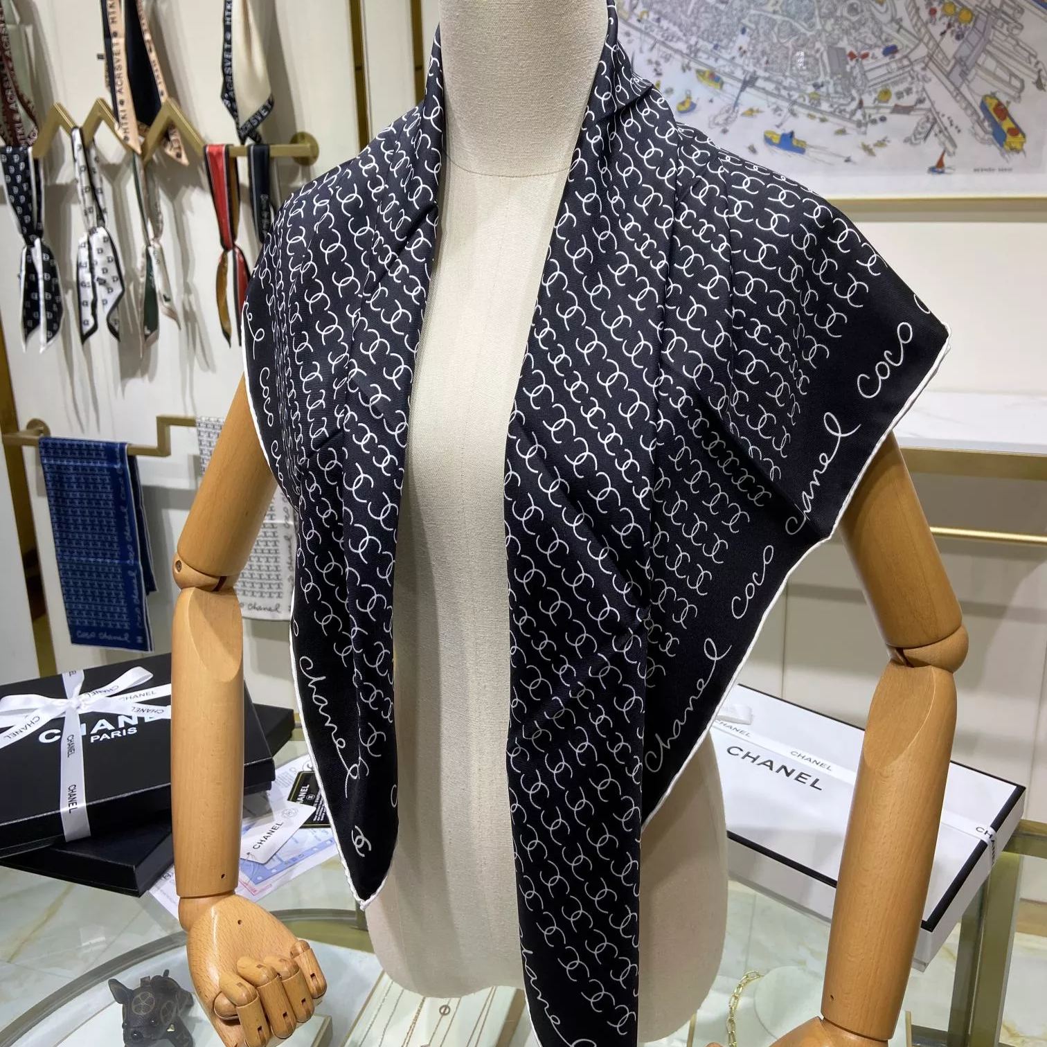 Hand-Painted Logo Square Silk Scarf mysite