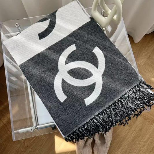Colorblock Large Logo Cashmere Scarf Shawl mysite