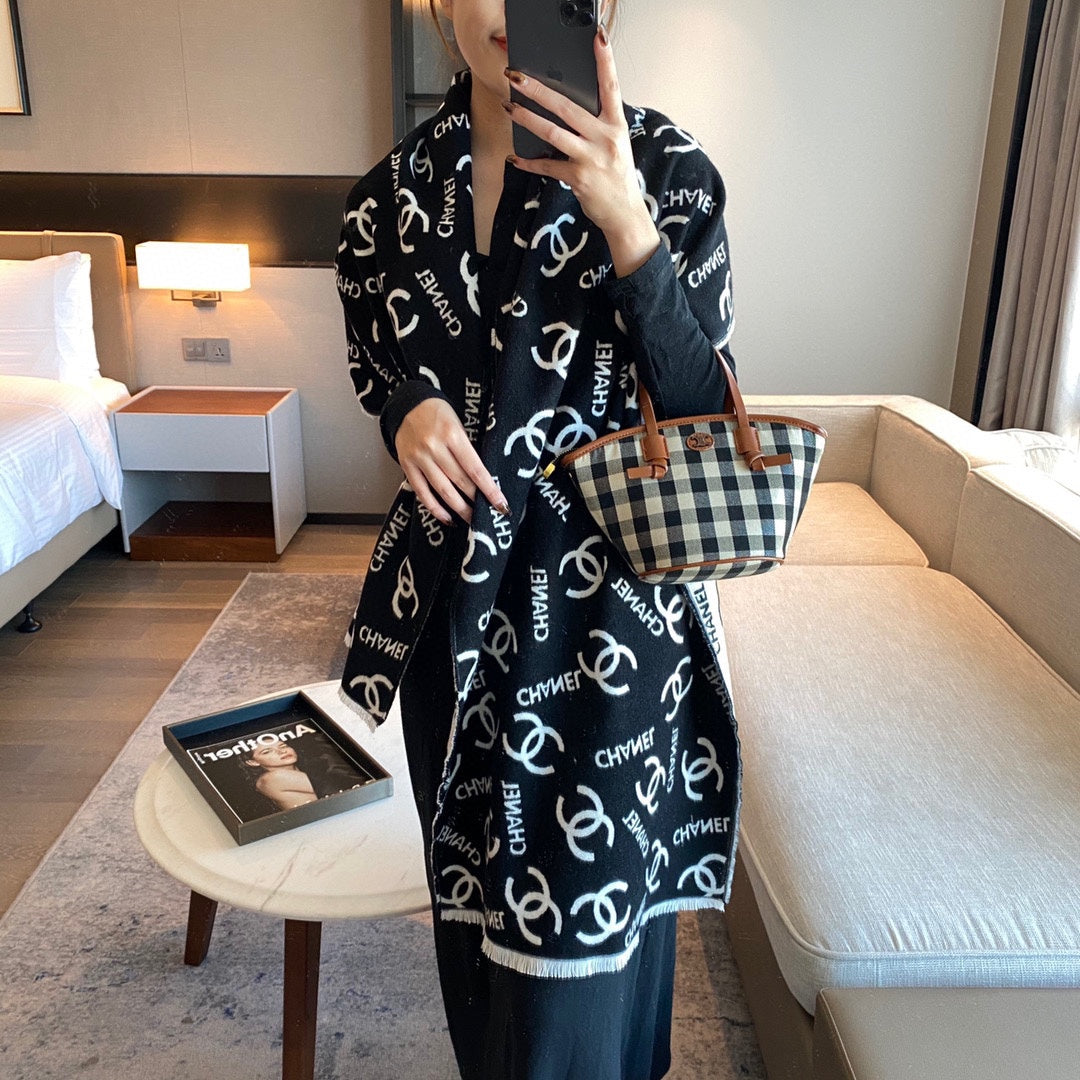 Monogram Letters Jacquard Cashmere Scarf mysite