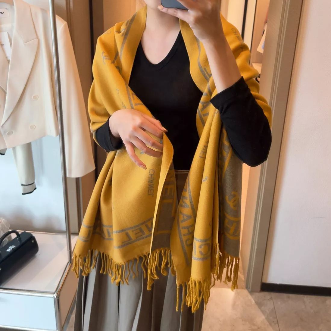 Simple Logo Letter Cashmere Scarf Shawl mysite