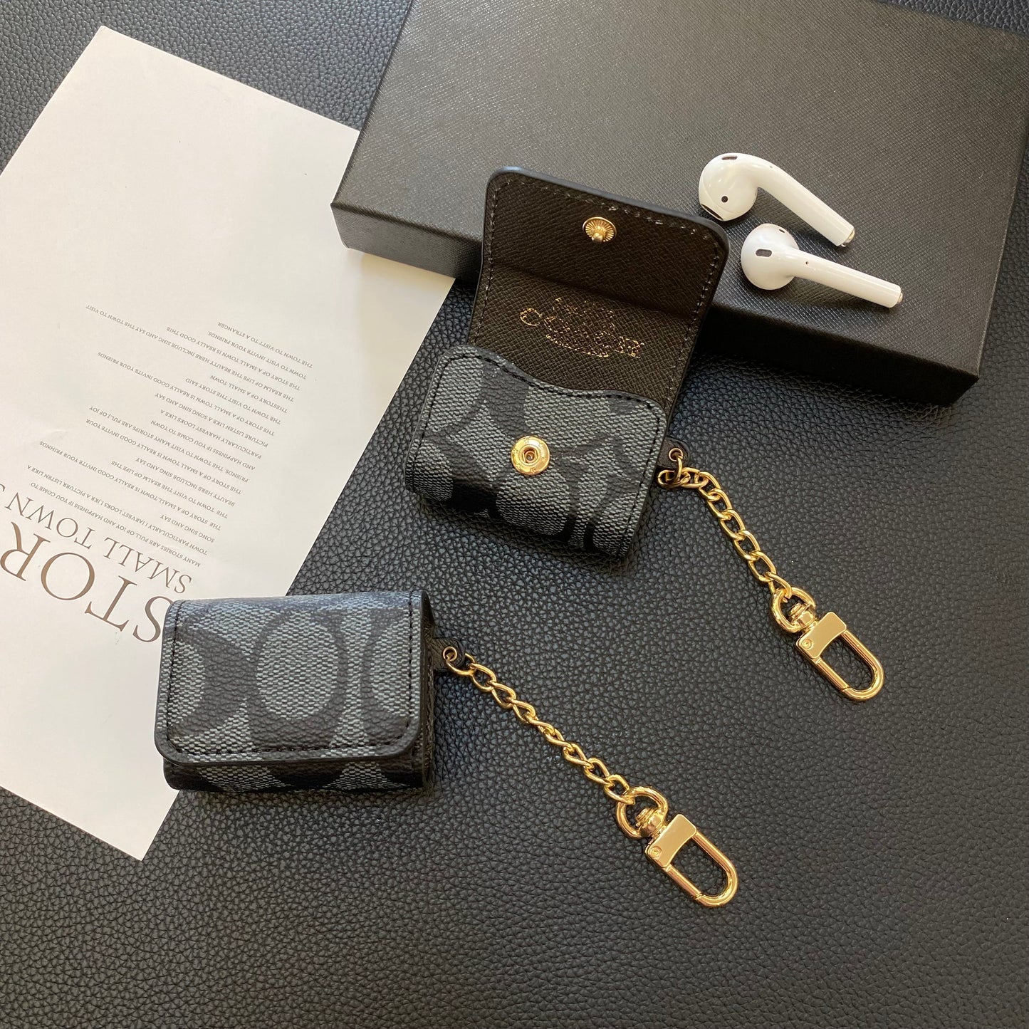 Coach de luxo AirPods Casos de 3ª geração Black-YH240425