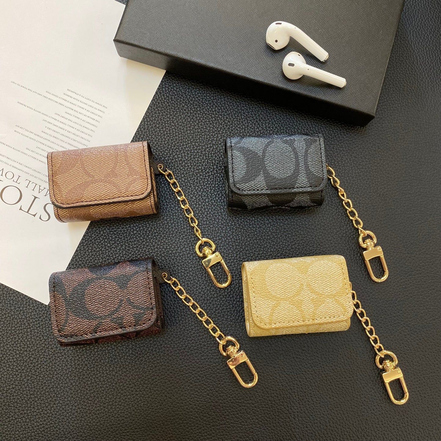 Coach de luxo AirPods Casos Light Brown-YH240425
