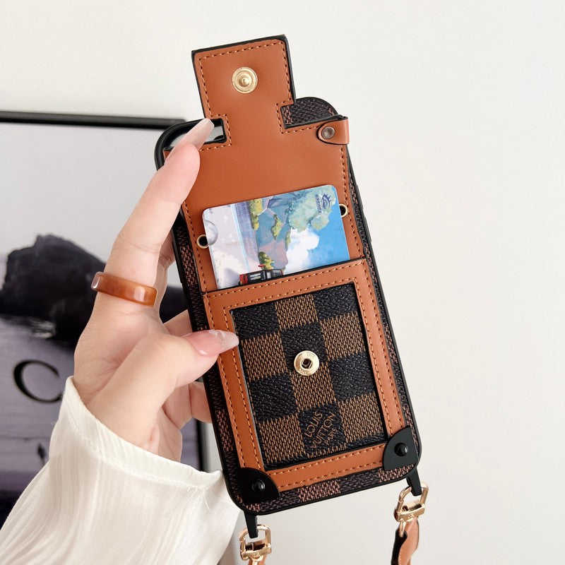 Lou Black & White Crossbody Chain iPhone Case