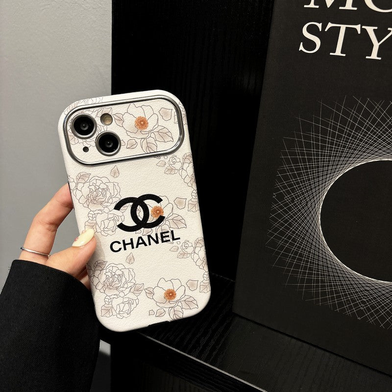 CC White & Brown Color Leather iPhone Case