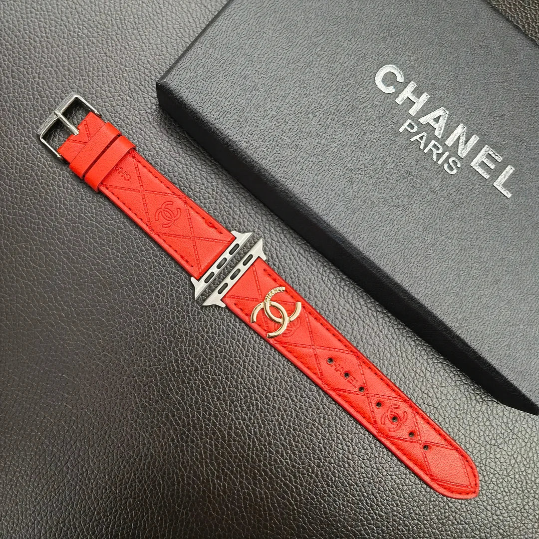 Luksus guldmonogram 3D præget læder Apple Watch Strap