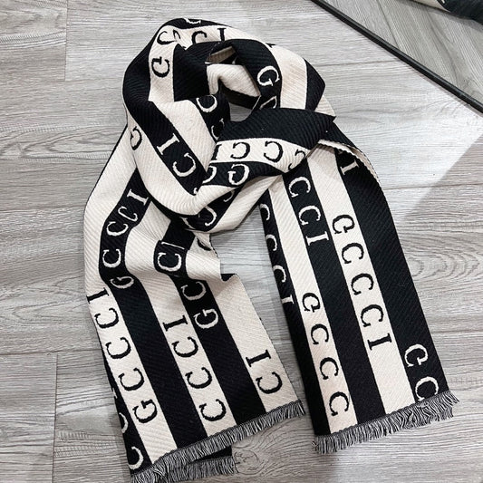 Striped Colorblock Jacquard Letter Scarf mysite