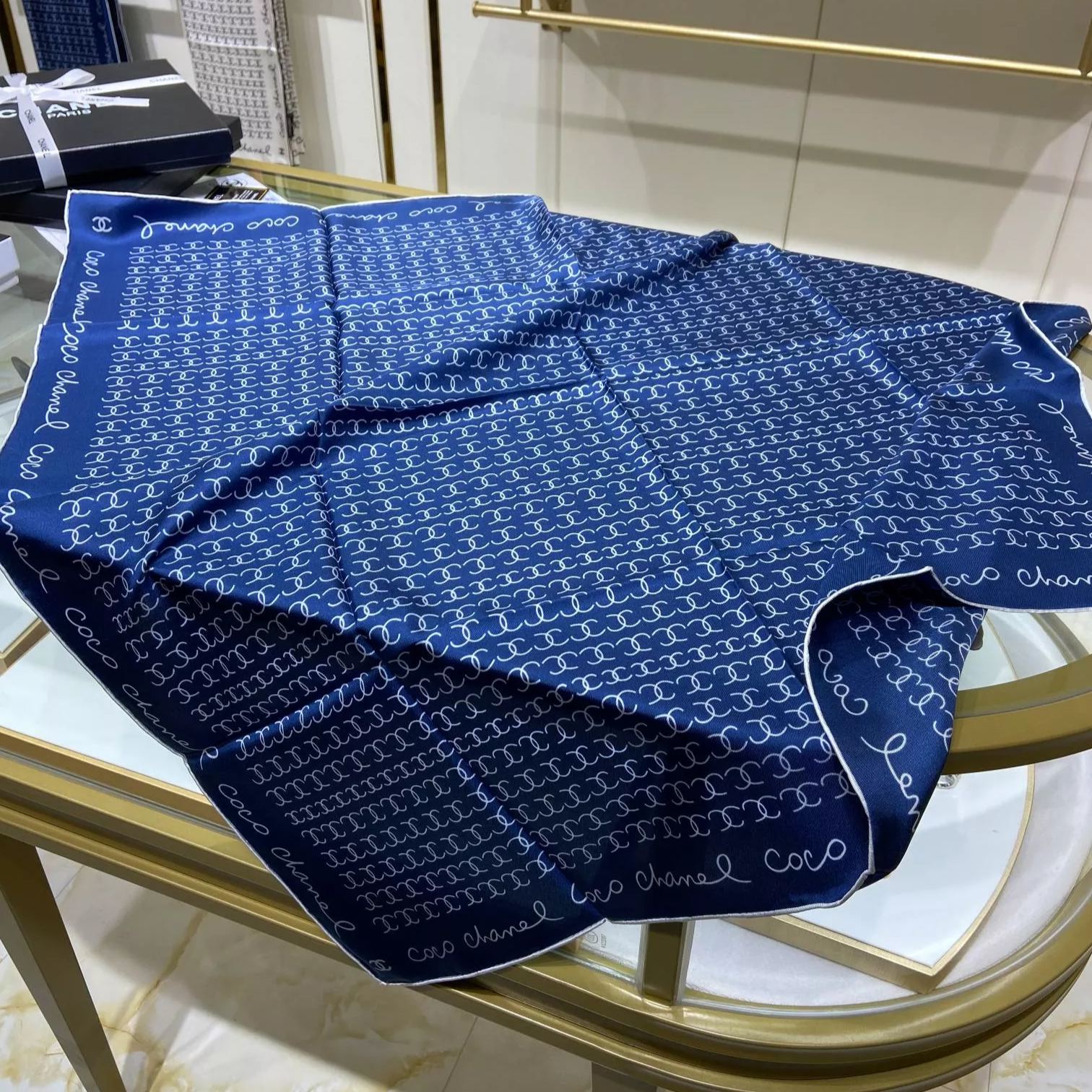 Hand-Painted Logo Square Silk Scarf mysite