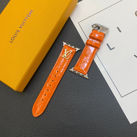 Blankt læder Apple Watch Luxury Metal Logo