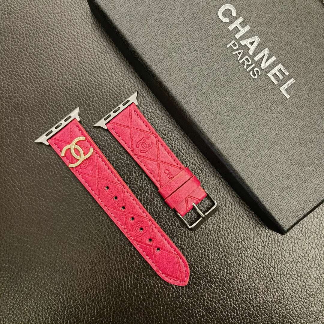 Luksus guldmonogram 3D præget læder Apple Watch Strap