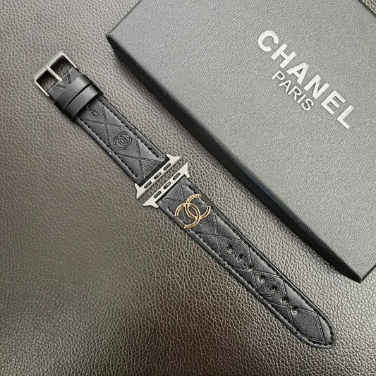 Luksus guldmonogram 3D præget læder Apple Watch Strap