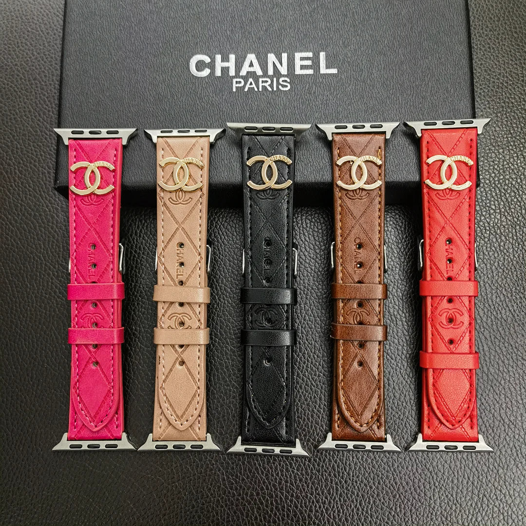 Luksus guldmonogram 3D præget læder Apple Watch Strap