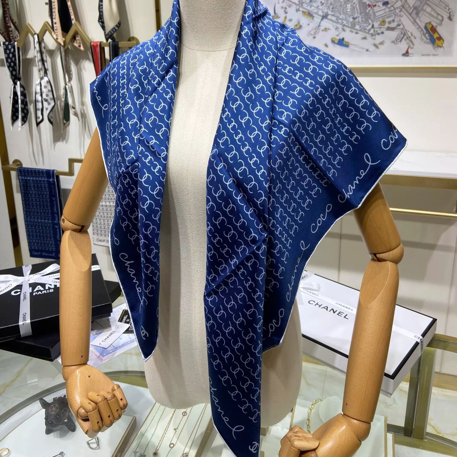 Hand-Painted Logo Square Silk Scarf mysite