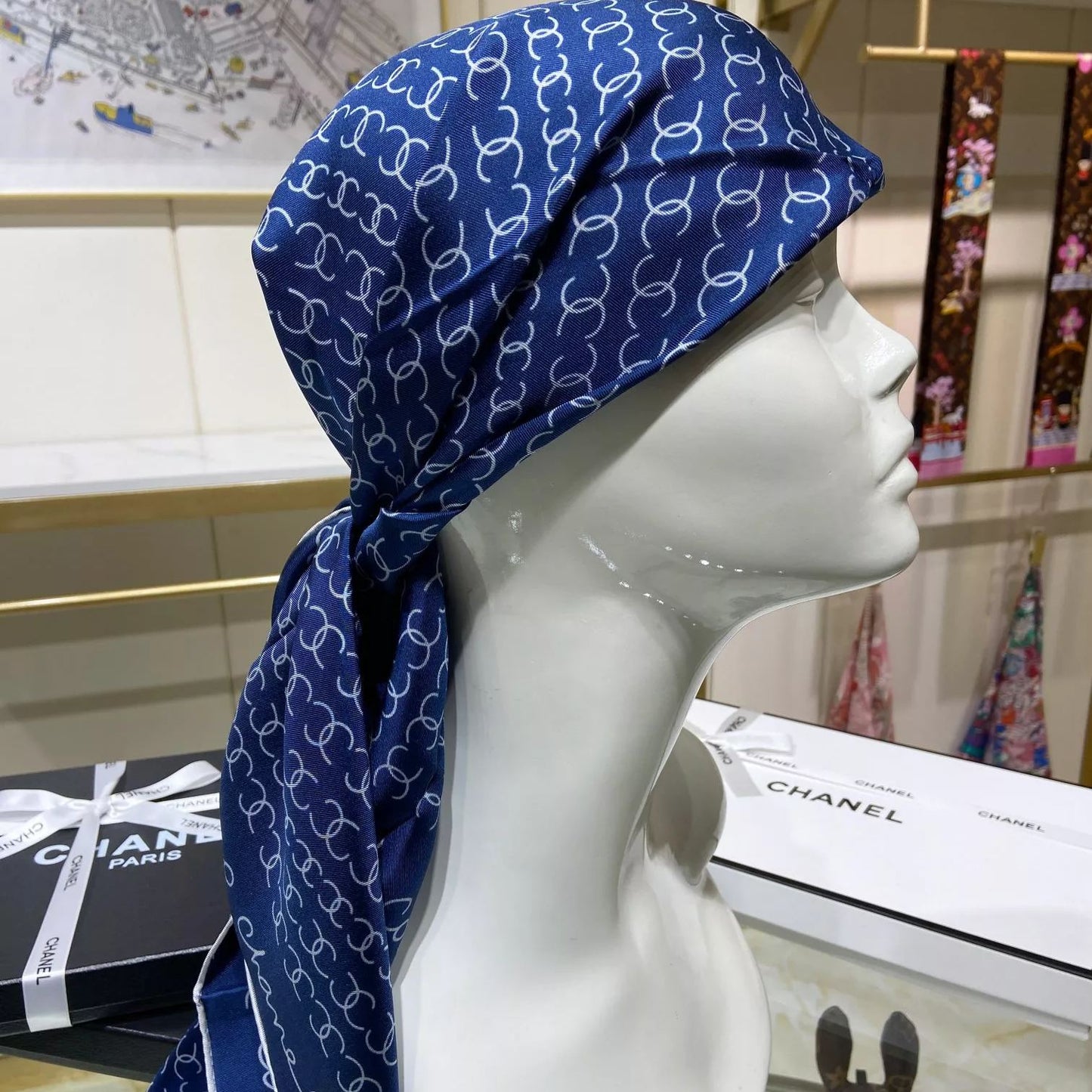 Hand-Painted Logo Square Silk Scarf mysite