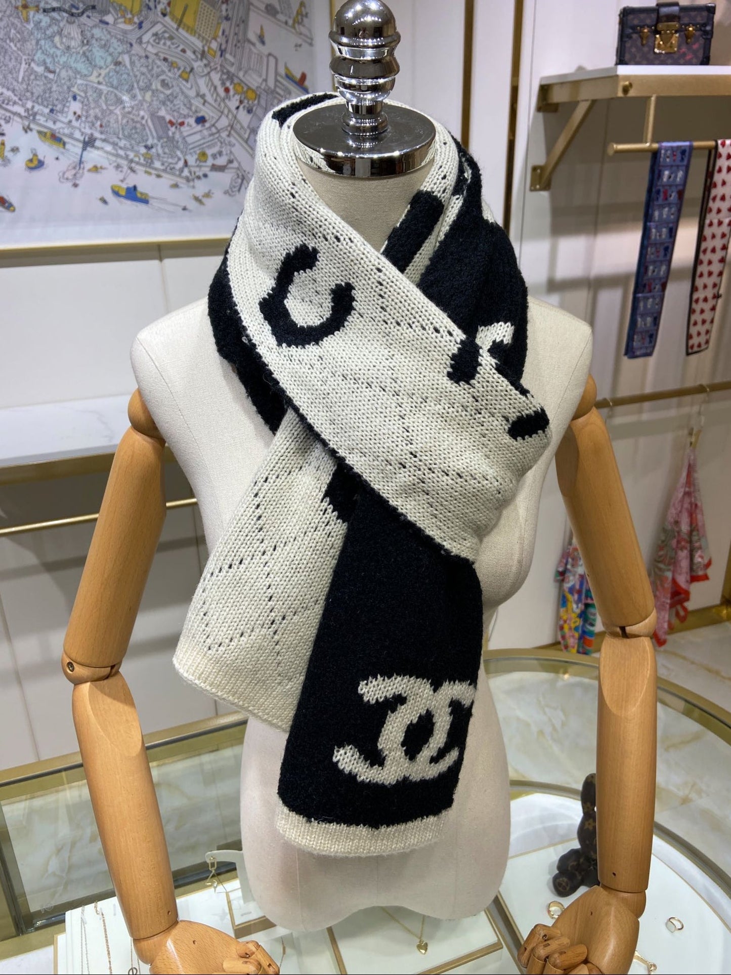 Alphanumeric pattern cashmere scarf mysite