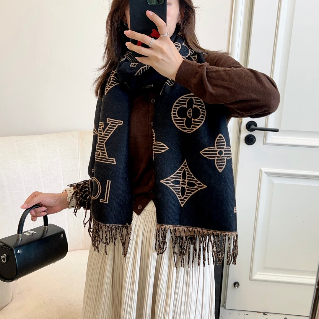 Fringed 100% cashmere shawl scarf mysite