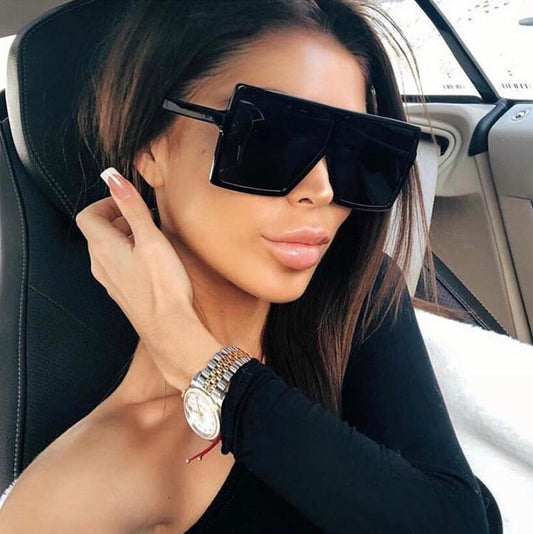 Óculos de sol de grandes dimensões de plástico designers de marca quadrada Big Frame Sunglasses para fêmeas UV400 Sun Glasses masculino Oculos Masculino