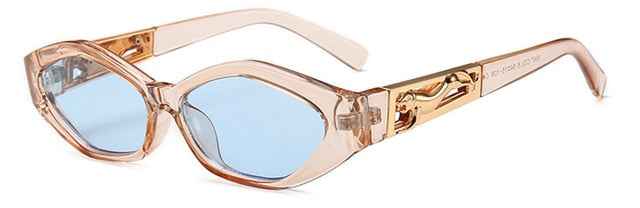 Shauna Diamond Diamond Sharp Fashion Metal Saltando Cheetah Decoração Moda Mulheres Pequenas óculos de sol para olho de gato