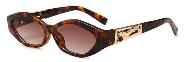 Shauna Diamond Diamond Sharp Fashion Metal Saltando Cheetah Decoração Moda Mulheres Pequenas óculos de sol para olho de gato