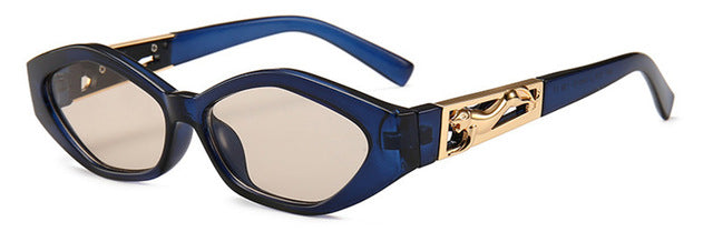 Shauna Diamond Diamond Sharp Fashion Metal Saltando Cheetah Decoração Moda Mulheres Pequenas óculos de sol para olho de gato